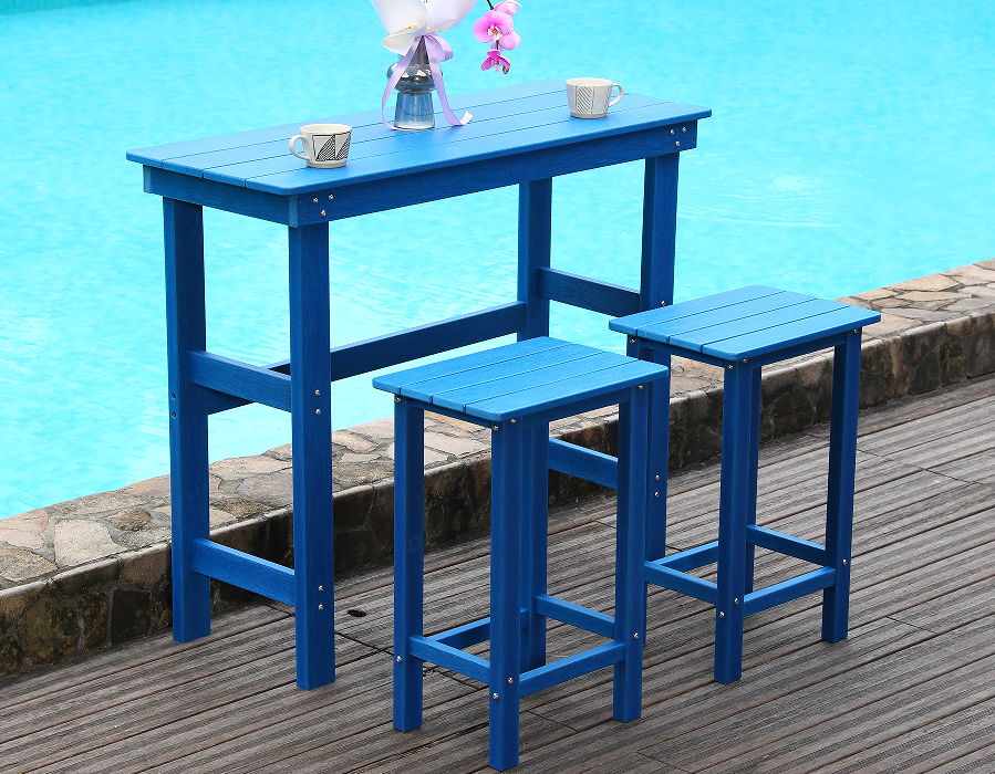 Coastal Blue HDPE High-Top Bar ruokailuryhmä