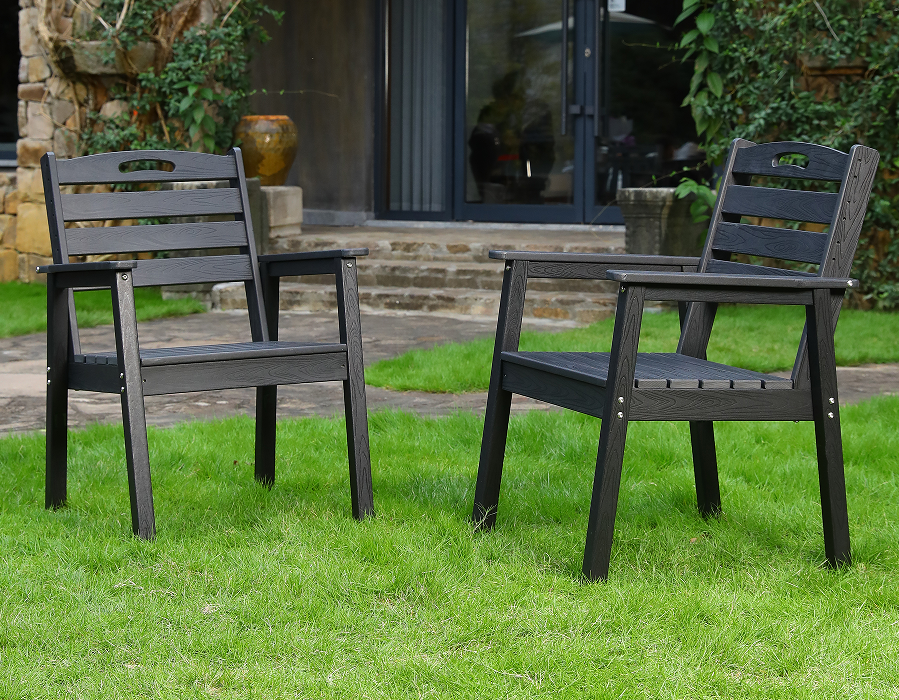 Musta 2-pack ristiselkä HDPE Adirondack ruokapöydän tuoli