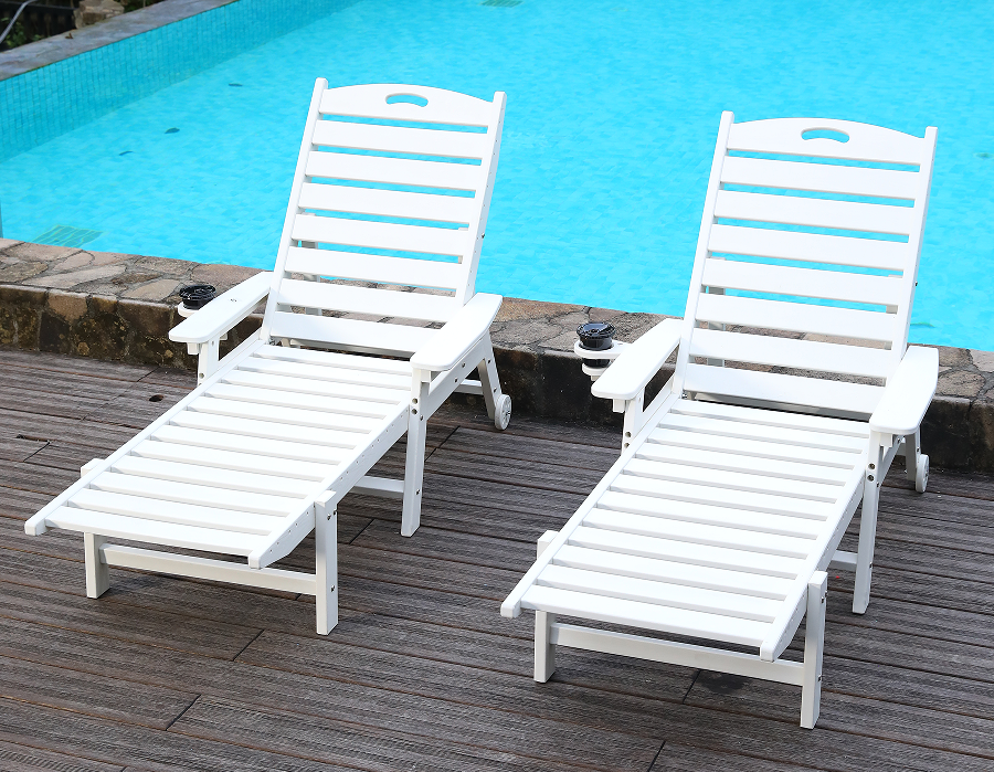 Pure White 2-Pack HDPE Minimalist Adirondack Lounge Set