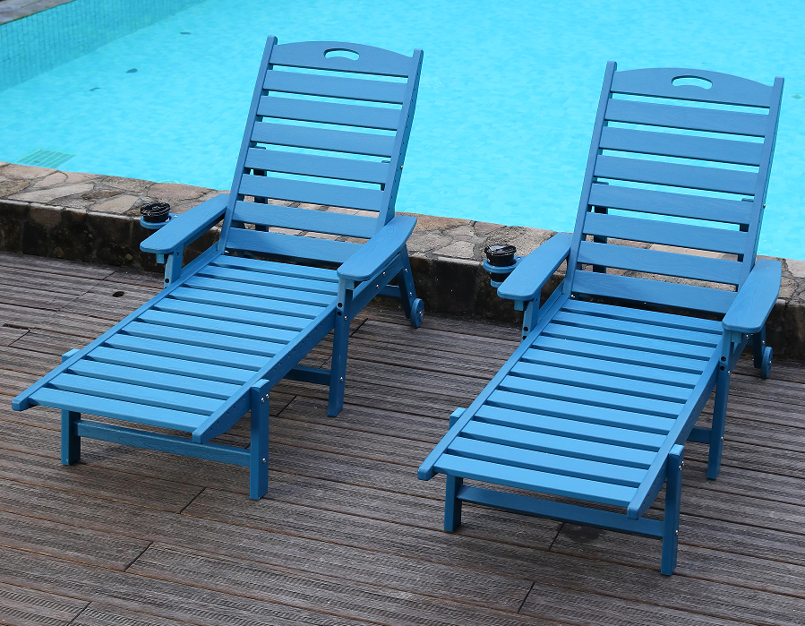 Serene Ocean Blue 2-Pack HDPE makuuasennossa Adirondack Set