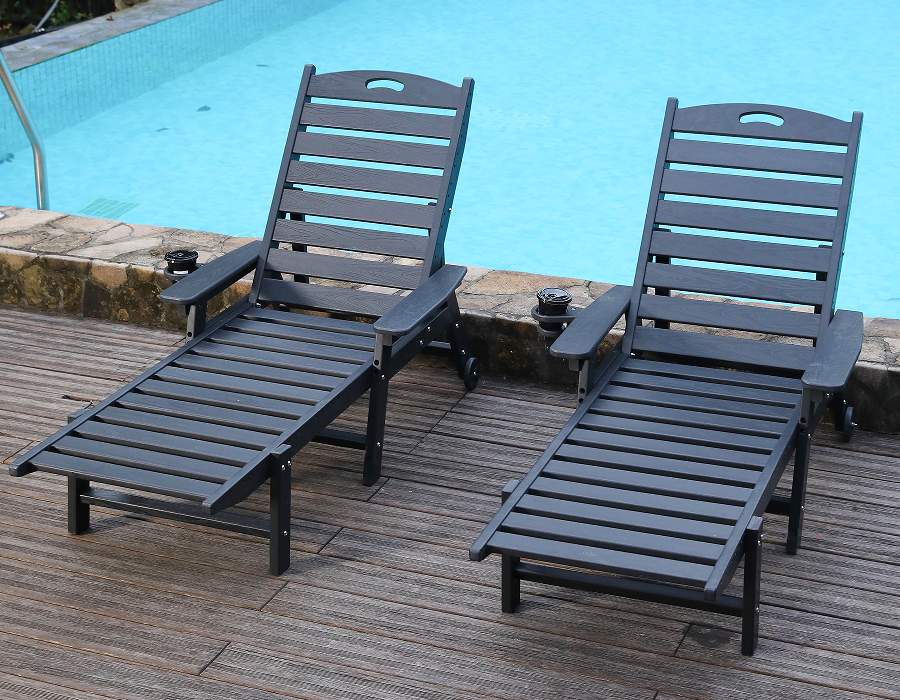Jet Black 2-Pack HDPE makuuasennossa Adirondack tuolisarja