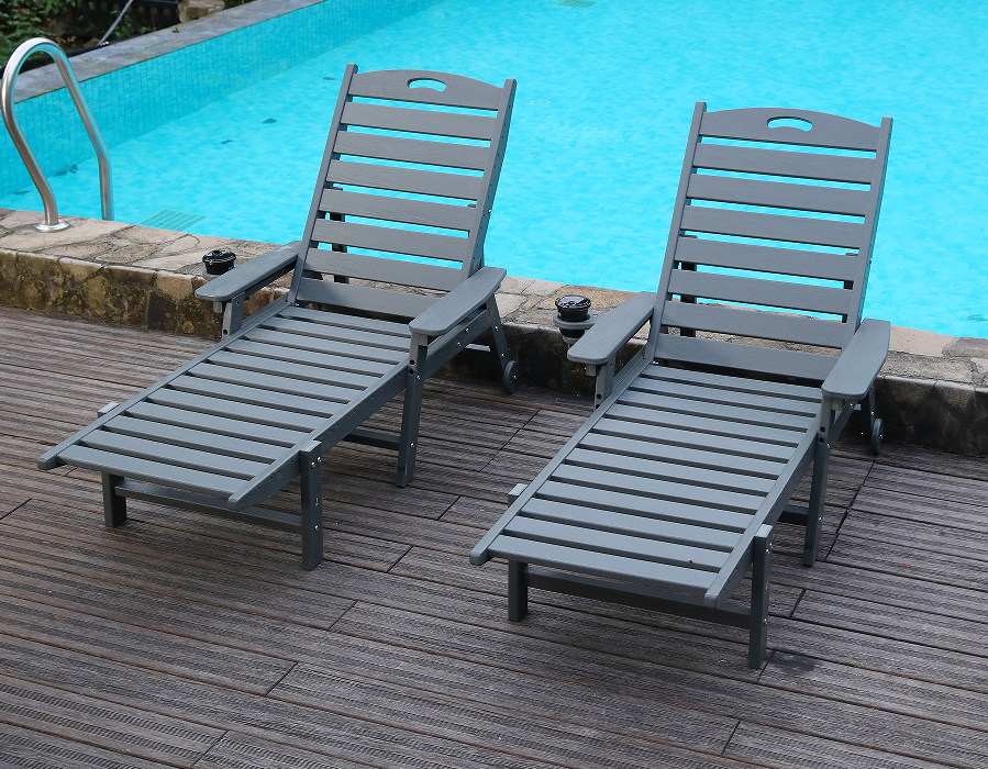 Storm Grey 2-pack HDPE makuuasennossa Adirondack Lounge Set