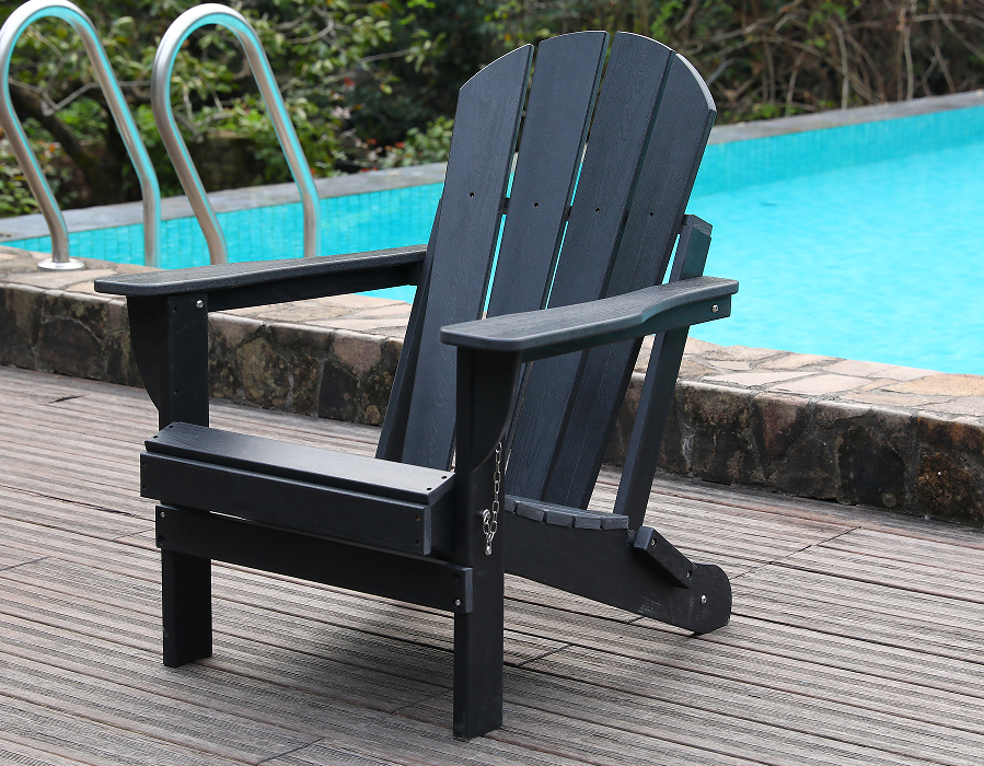 Musta All Weather HDPE Adirondack Frog tuoli
