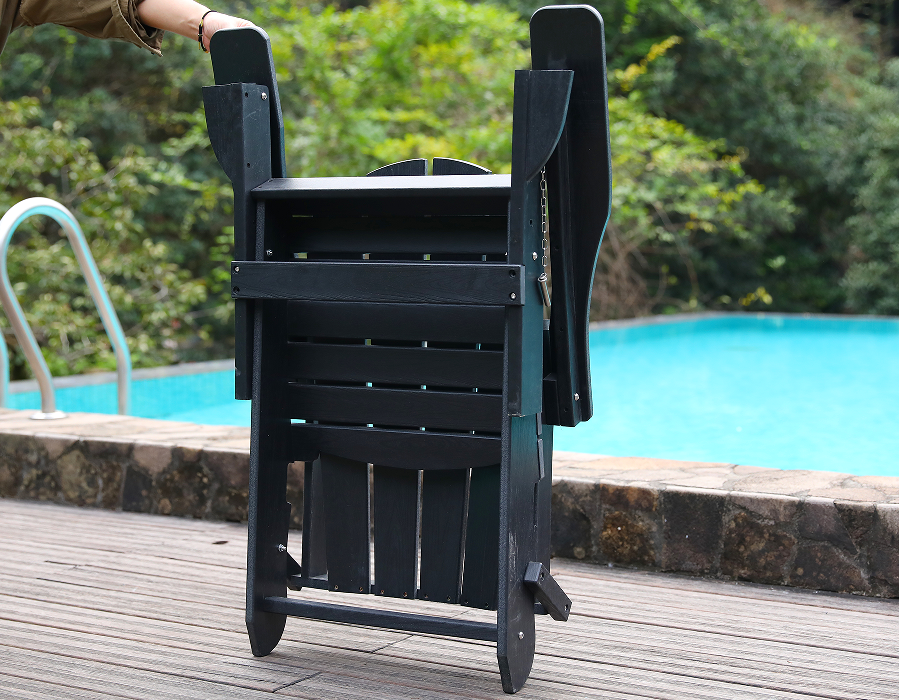 Musta All Weather HDPE Adirondack Frog tuoli