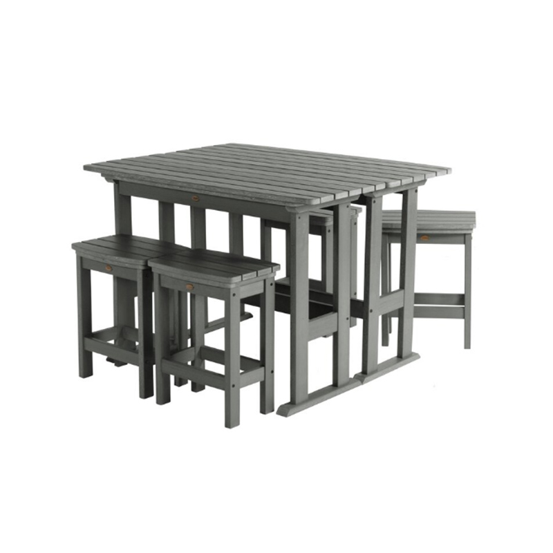 Moderni tummanharmaa HDPE 6-osainen High Bar -ruokailusetti